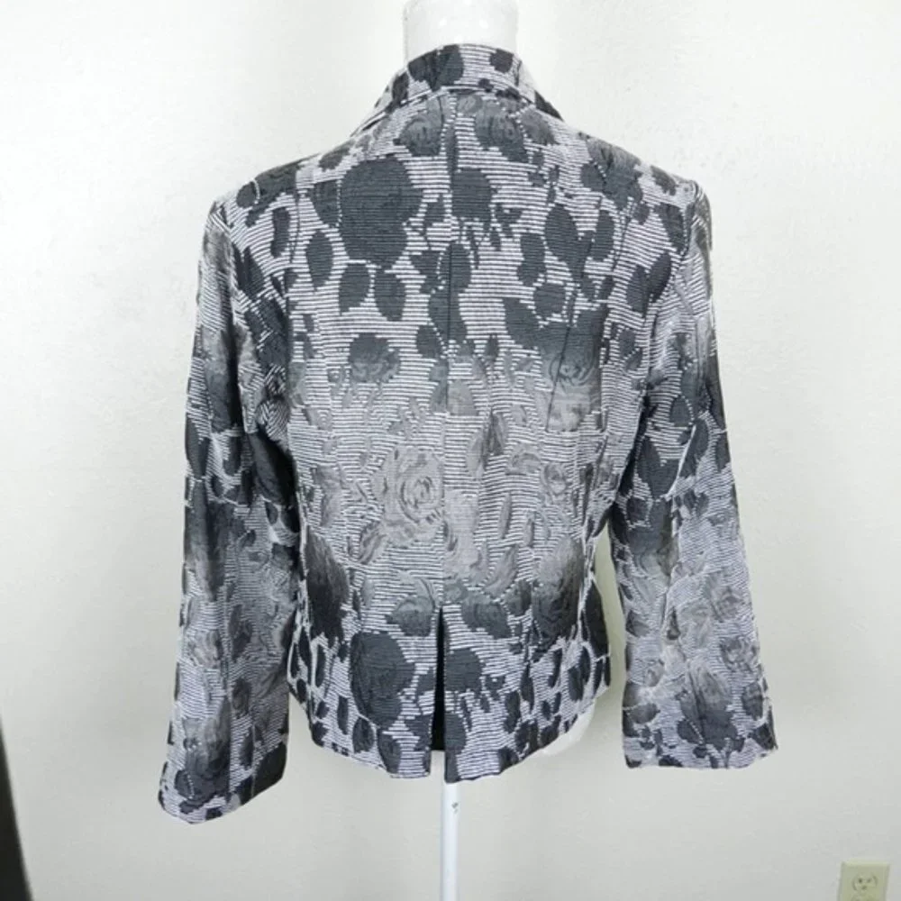 Coldwater Creek:  Beautiful Silver Gray Jacquard Jacket - Picture 3 of 5